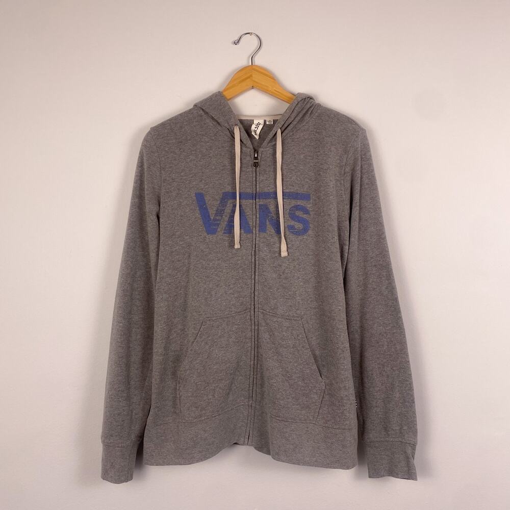 Vans Men's Logo Full Zip Hooded Sweatshirt Gray Medium
